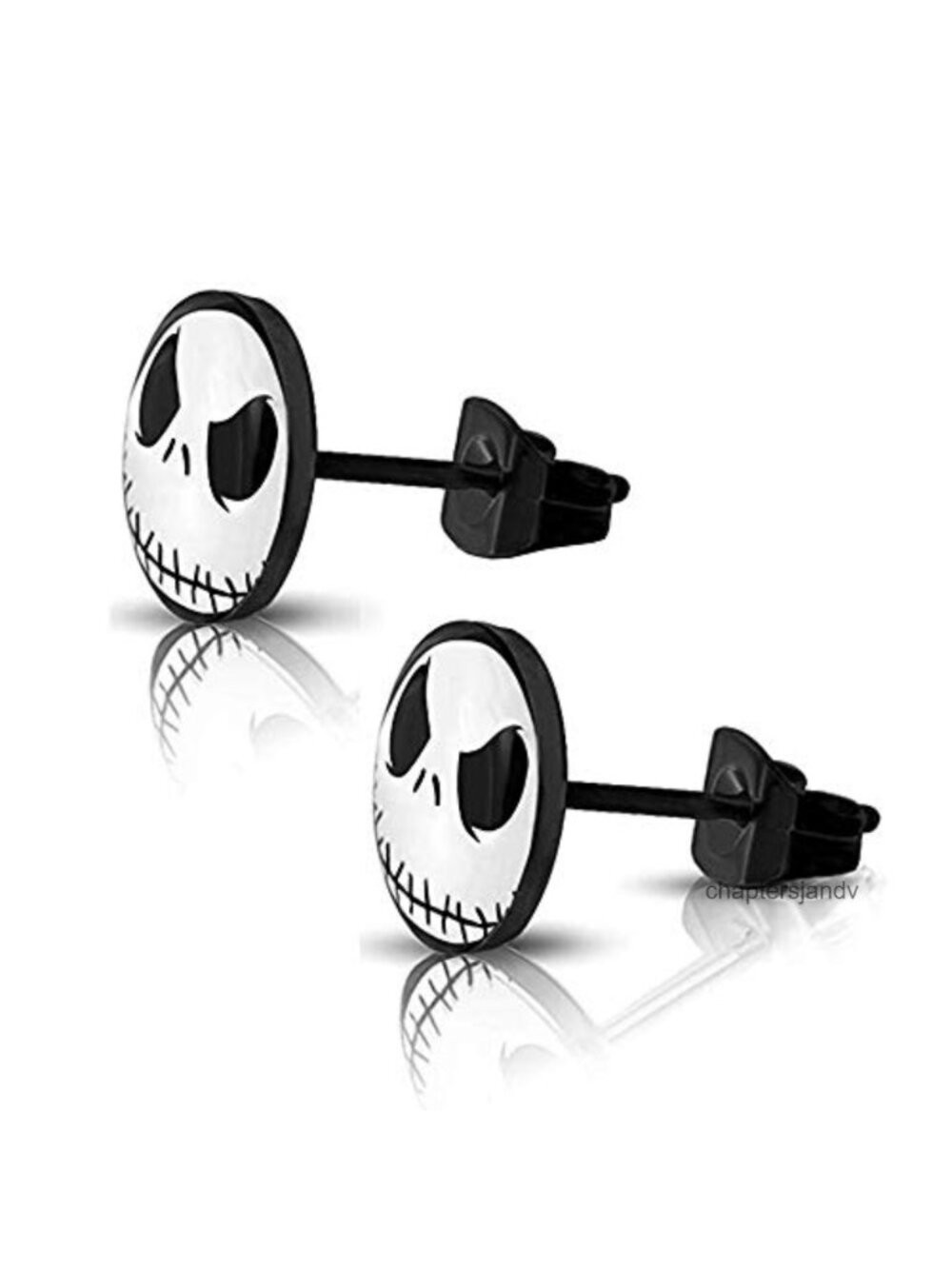 316L Surgical Stainless Steel Jack Skellington Stud Earrings 10mm